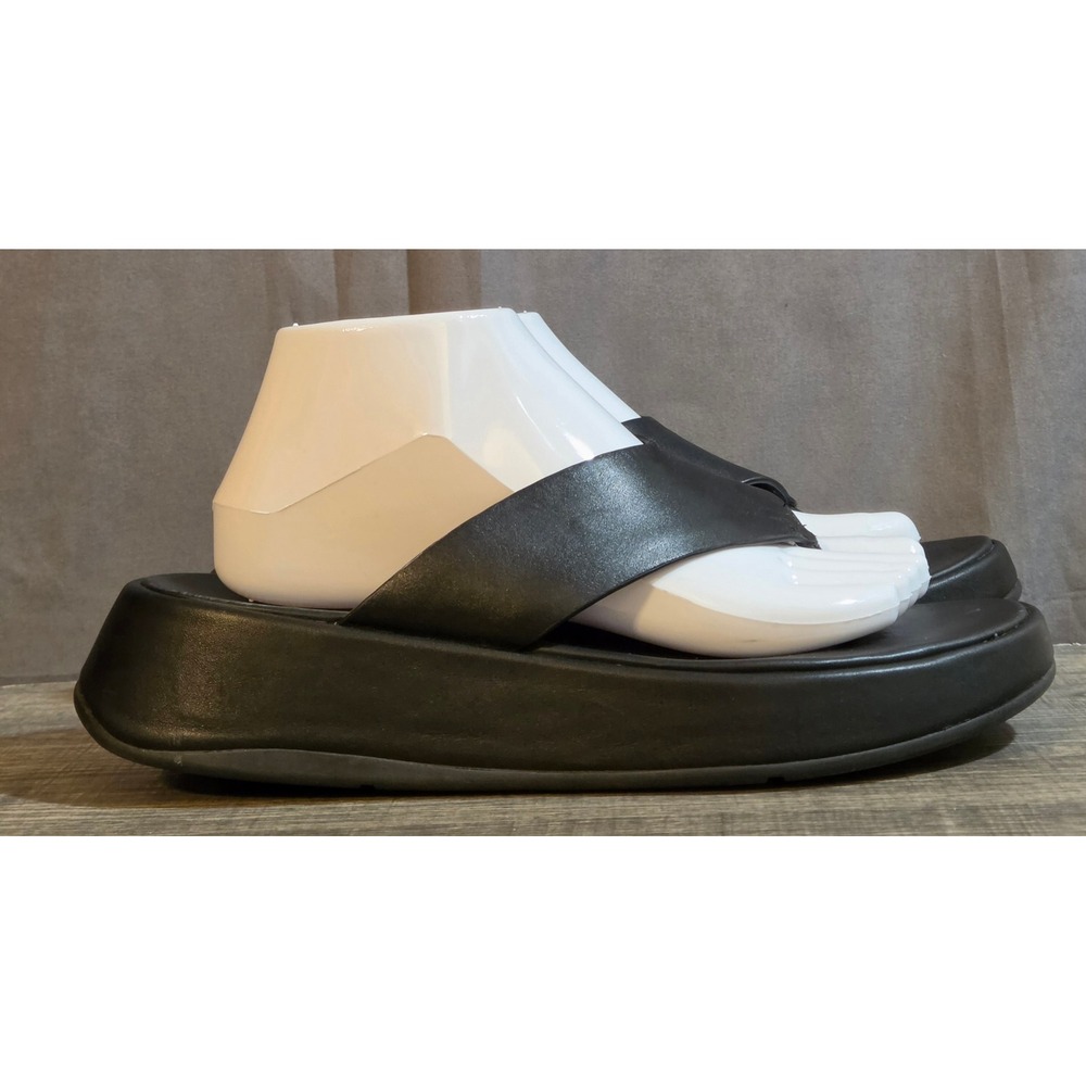 Fitflop F-Mode Leather Platform Sandals Women's Size 9 Black